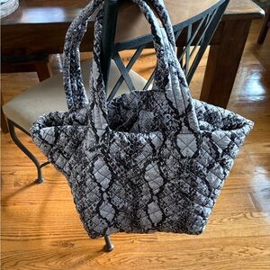 Stylish Gray Quilted Tote Bag MZ Wallace